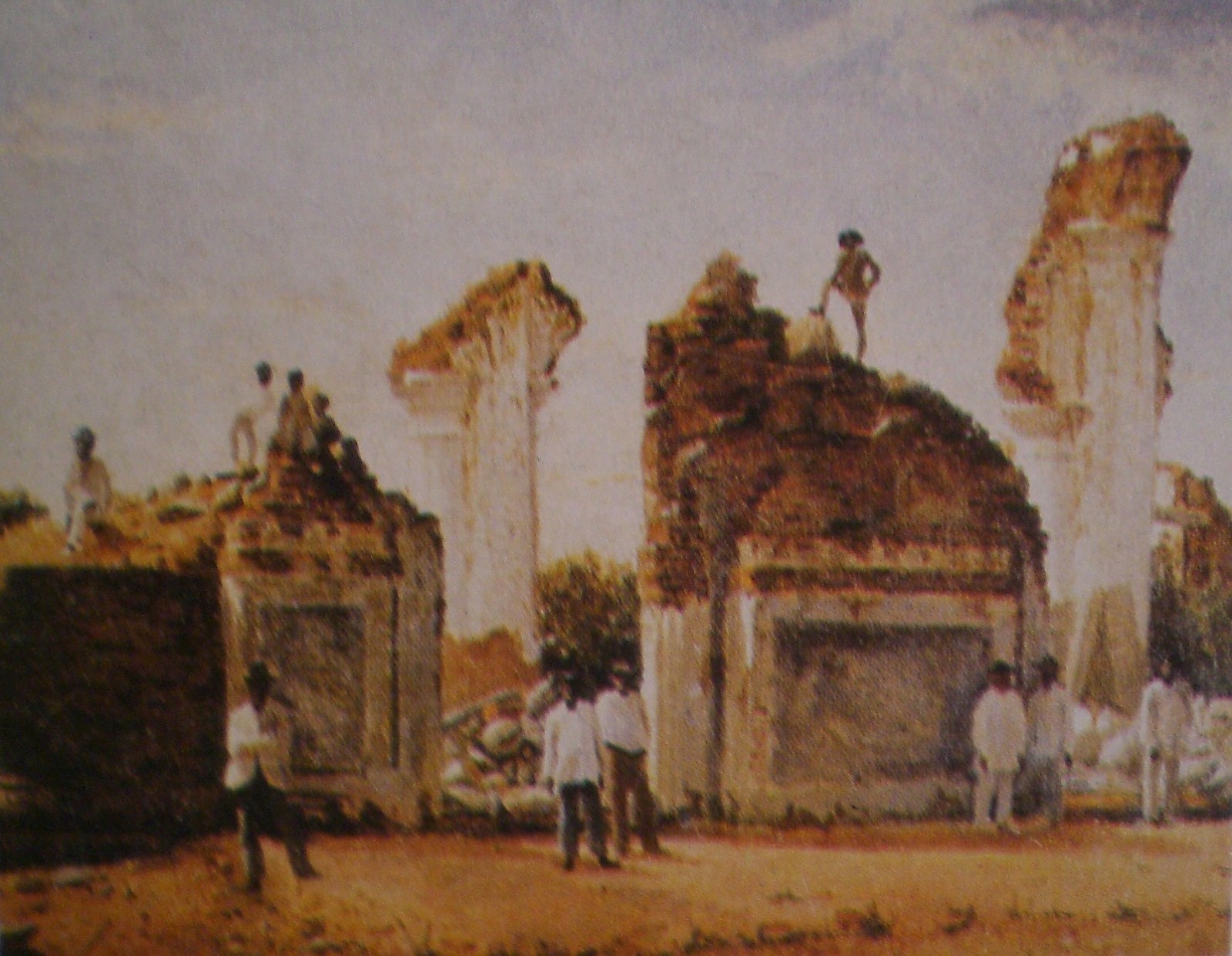 Ruinas de Cúa después del terremoto de 1812, óleo de Cristóbal Rojas (1882). Dominio público.
